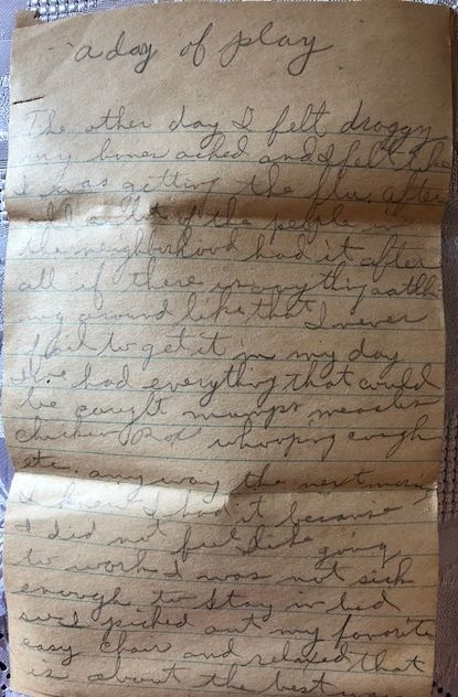 This is a treasure I forgot I had.  I found it while cleaning in a closet.  I think I got my writing ability from my dad.  I typed up the story and I am posting it in the following frame.